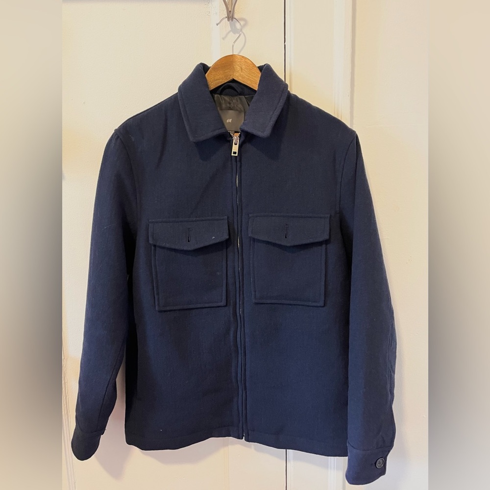 Navy Zipped jacket, H&M. Rarely worn, structured and clean cut